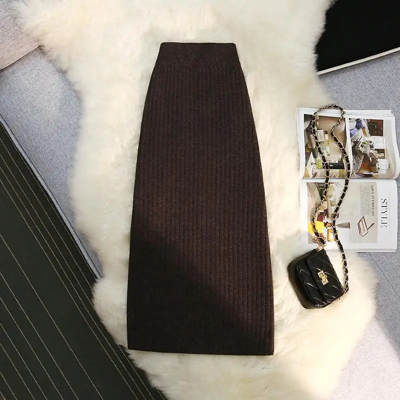 Jupe mi-longue taille haute pour femme, style simple, mode féminine