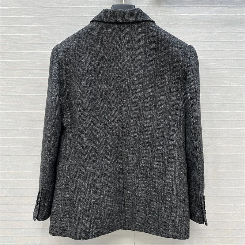 Manteau femme à manches longues mélange de laine