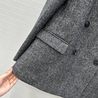 Manteau femme à manches longues mélange de laine