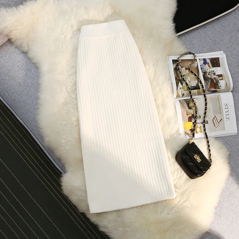 Jupe mi-longue taille haute pour femme, style simple, mode féminine