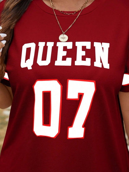 T-shirt femme modèle sportif décontracté lettre imprimer à la mode 07 imprimé