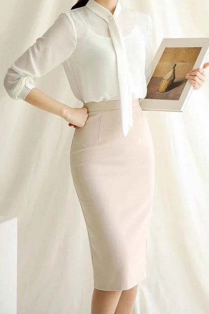 Jupe crayon nouveau automne élégant mince taille haute jupe dames