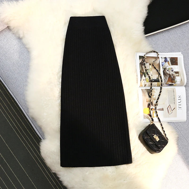 Jupe mi-longue taille haute pour femme, style simple, mode féminine