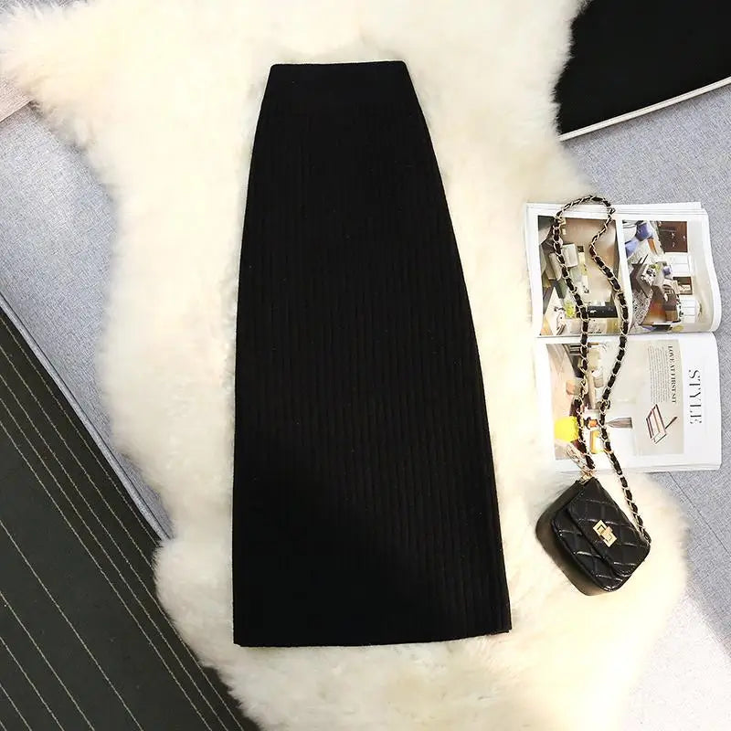 Jupe mi-longue taille haute pour femme, style simple, mode féminine