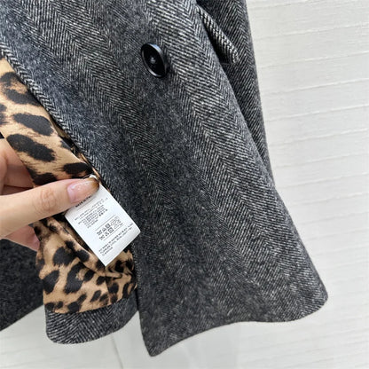 Manteau femme à manches longues mélange de laine