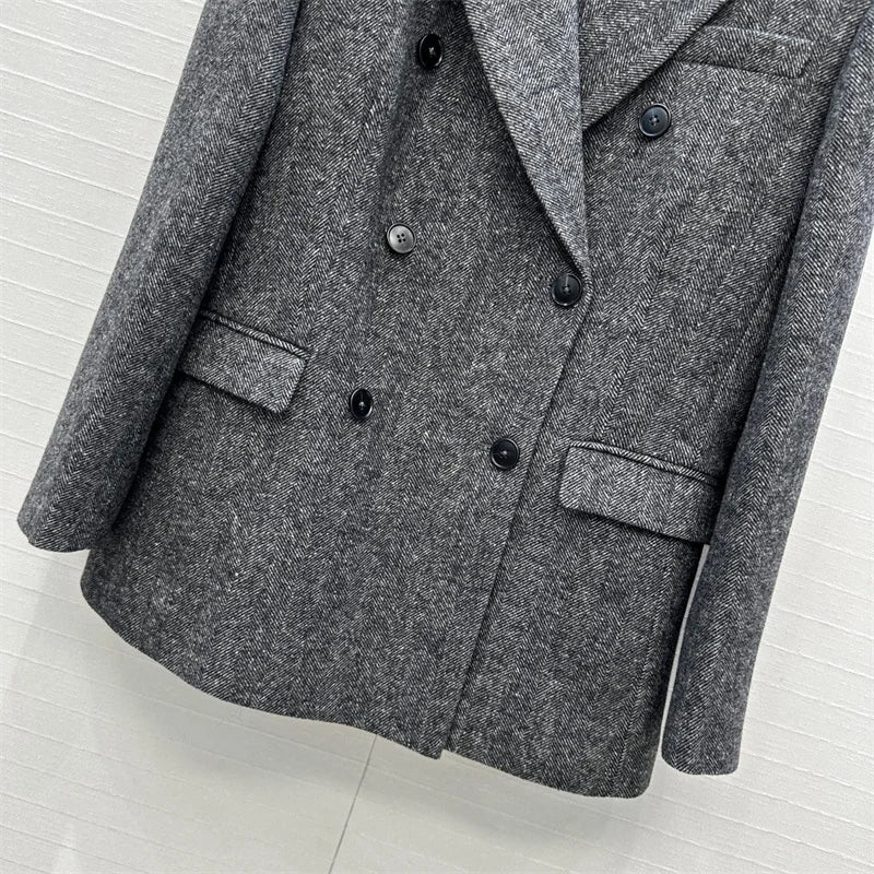 Manteau femme à manches longues mélange de laine