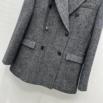 Manteau femme à manches longues mélange de laine