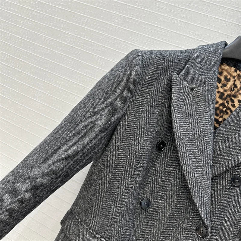 Manteau femme à manches longues mélange de laine