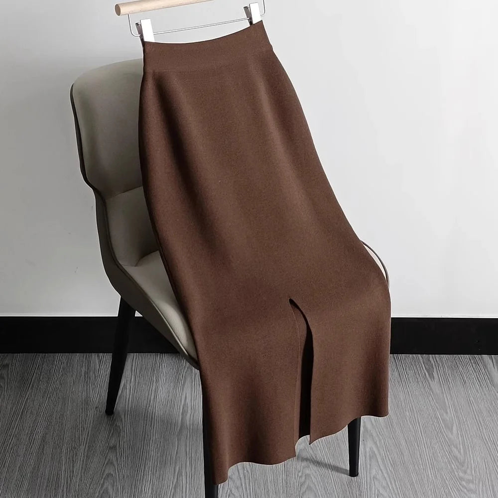 Jupe crayon taille haute longue