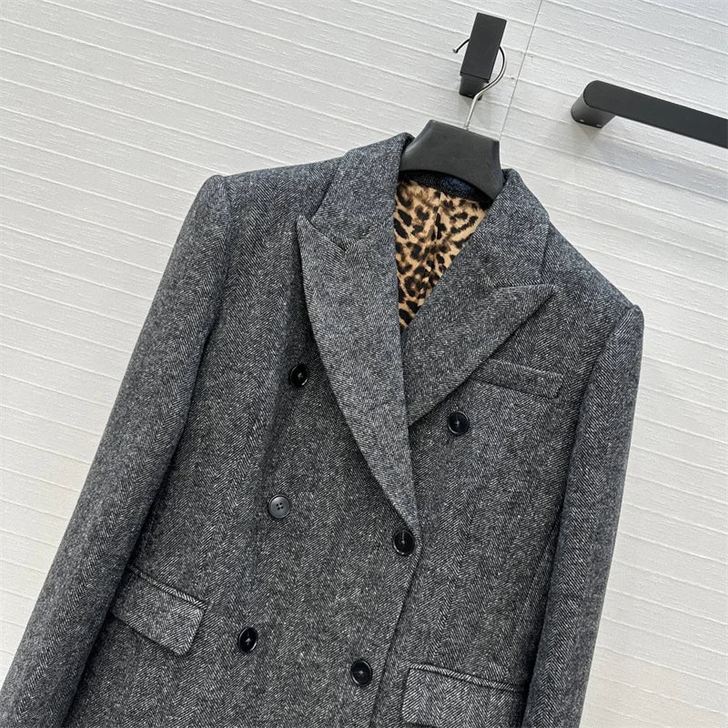 Manteau femme à manches longues mélange de laine