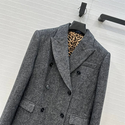 Manteau femme à manches longues mélange de laine