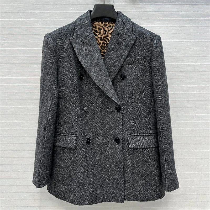 Manteau femme à manches longues mélange de laine