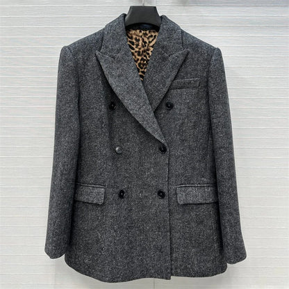 Manteau femme à manches longues mélange de laine
