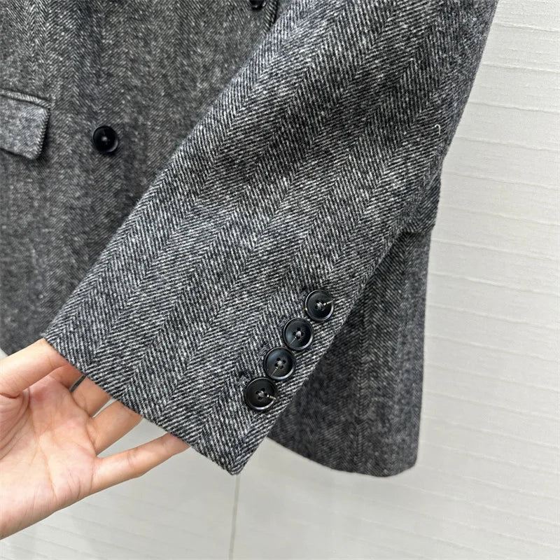 Manteau femme à manches longues mélange de laine