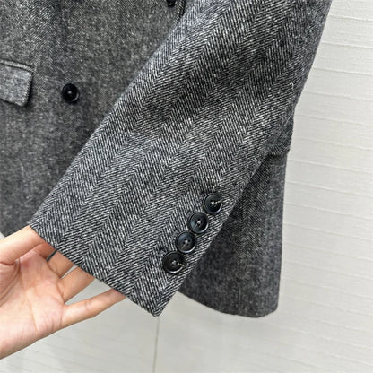 Manteau femme à manches longues mélange de laine